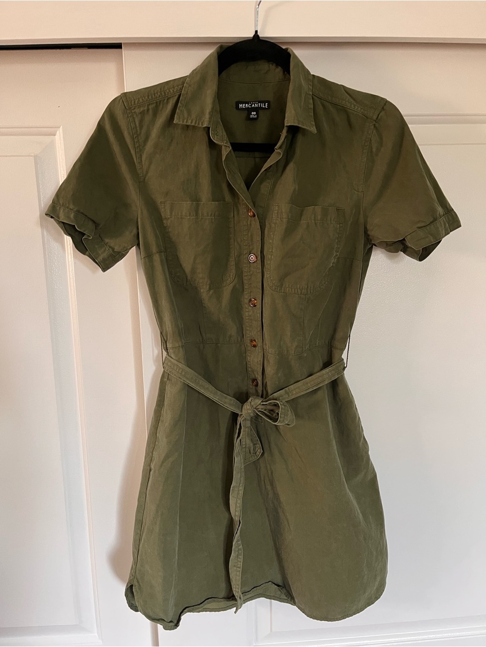 J.Crew Mercantile army green short sleeve dress